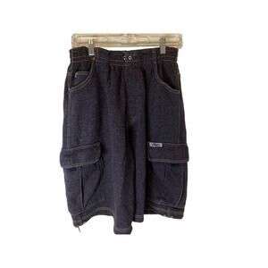 Men's Med Size Blue Cargo Shorts by Vibes - Heavy Fabric, 6 Pockets